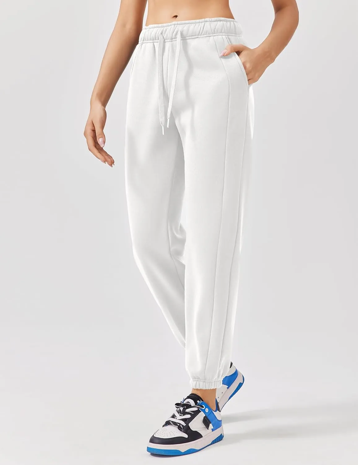 PINSPARK Womens Fleece Sweatpants Cinch Bottom Winter Sweat Pants High Waisted Joggers Pants with Pockets
