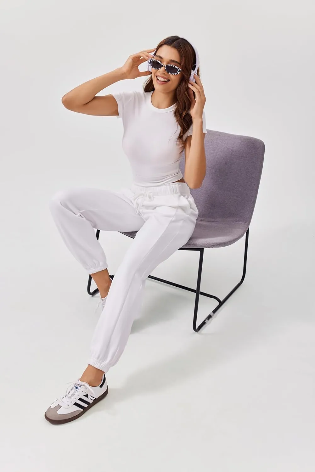 PINSPARK Womens Fleece Sweatpants Cinch Bottom Winter Sweat Pants High Waisted Joggers Pants with Pockets
