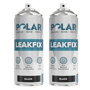 Polar Black Leak Fix Spray - 2 x 13.5fl. oz - Waterproof Roof Sealant - Instantly Seals Leaks and Cracks, for Lasting Protection on Roofs, Drainpipes & Gutter Repairs- for Interior and Exterior Use
