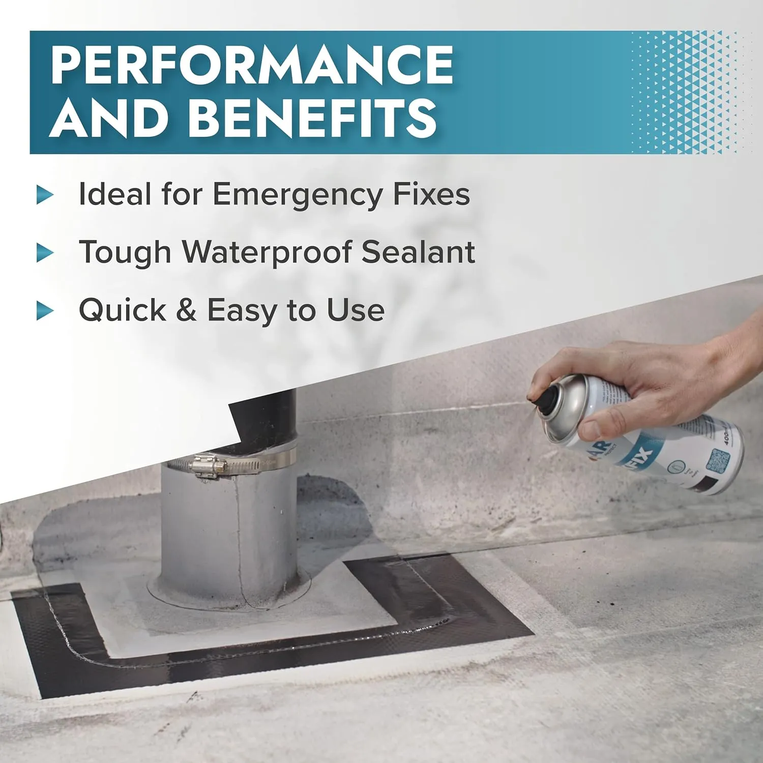 Polar Black Leak Fix Spray - 2 x 13.5fl. oz - Waterproof Roof Sealant - Instantly Seals Leaks and Cracks, for Lasting Protection on Roofs, Drainpipes & Gutter Repairs- for Interior and Exterior Use