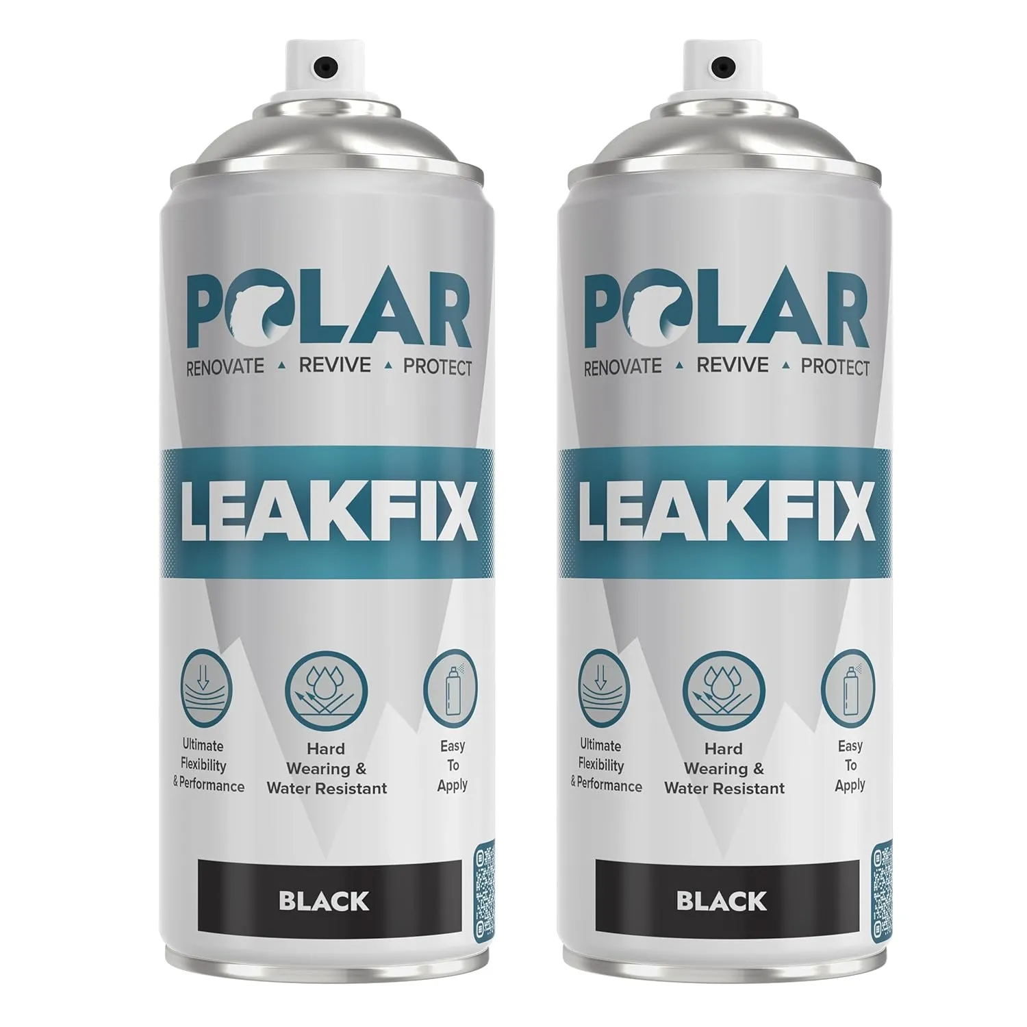 Polar Black Leak Fix Spray - 2 x 13.5fl. oz - Waterproof Roof Sealant - Instantly Seals Leaks and Cracks, for Lasting Protection on Roofs, Drainpipes & Gutter Repairs- for Interior and Exterior Use