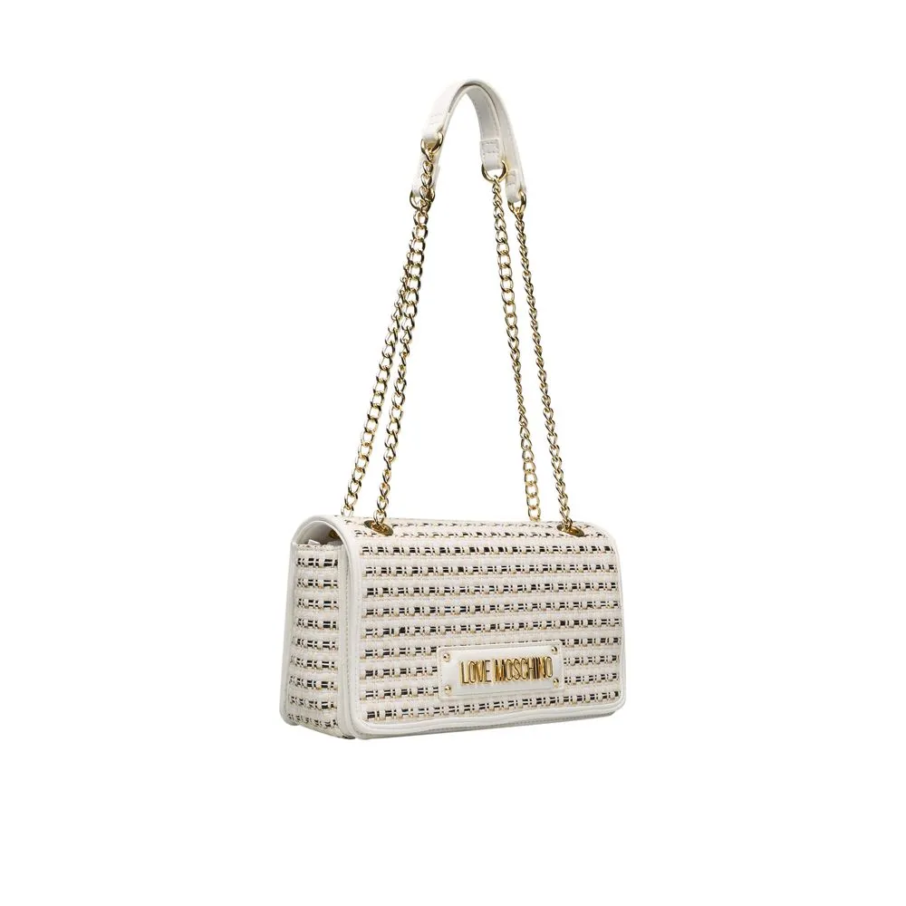 Polyethylene Crossbody Bag with Golden Details and Magnetic Closure