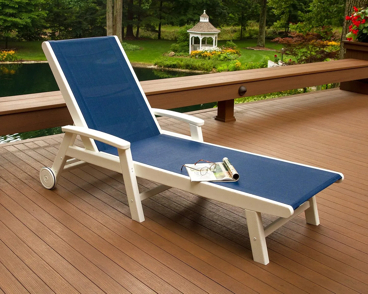 Polywood® Coastal Chaise, Black/Burlap Sling