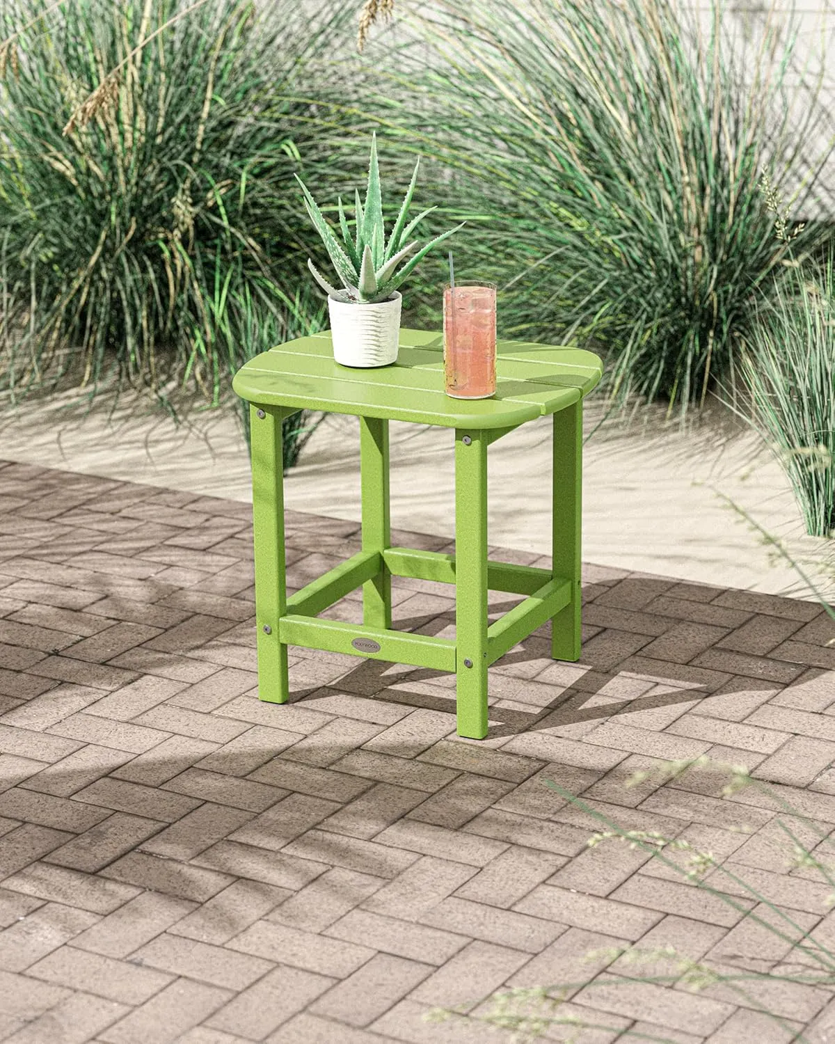 POLYWOOD SBT18LI South Beach 18" Outdoor Side Table, Lime