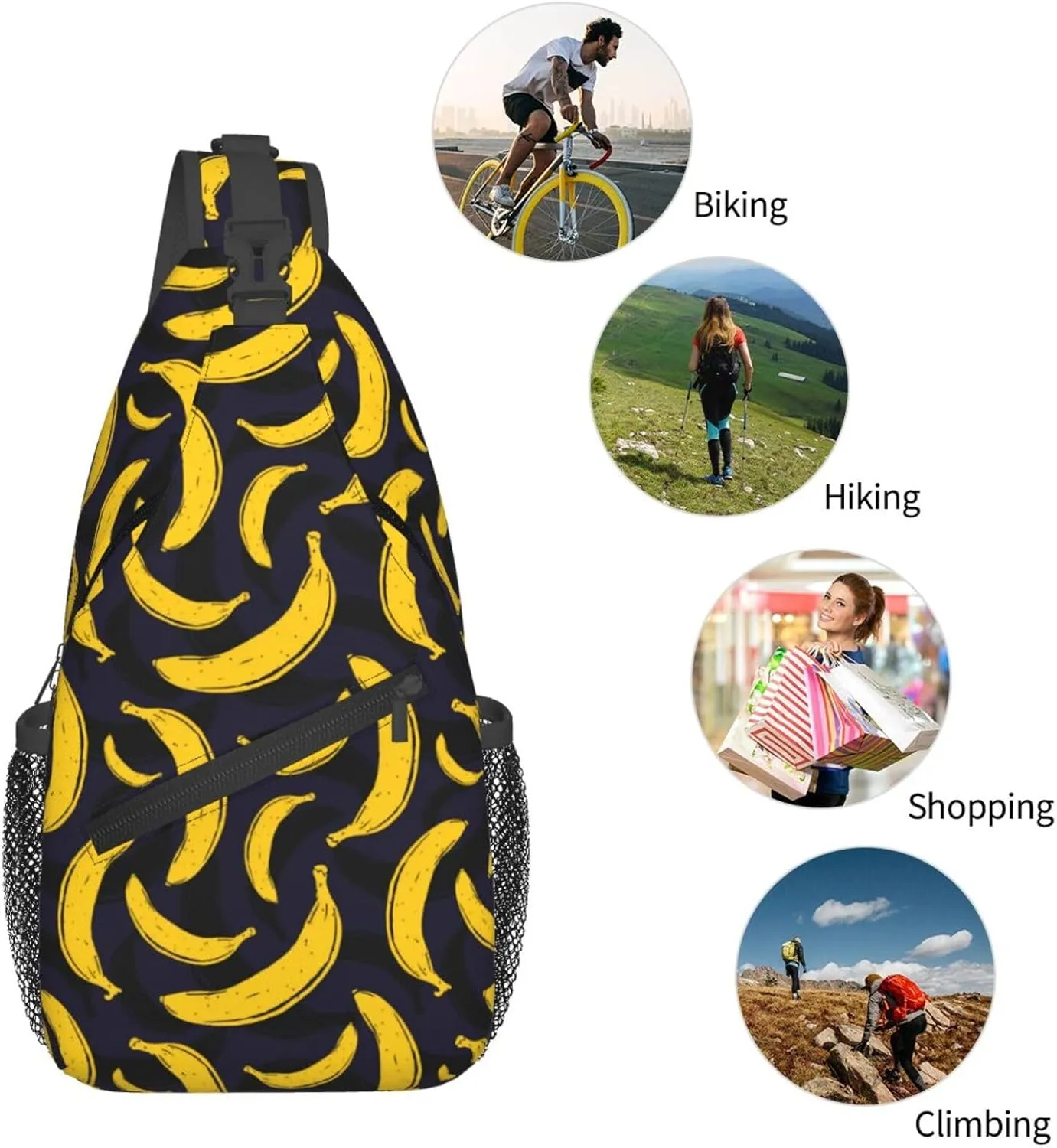 Pop Art Banana Sling Bag For Women Men Fashion Fruits Print Backpack Crossbody Shoulder Bag Sling Backpack Chest Bag Travel Hiking Casual Sport Daypack