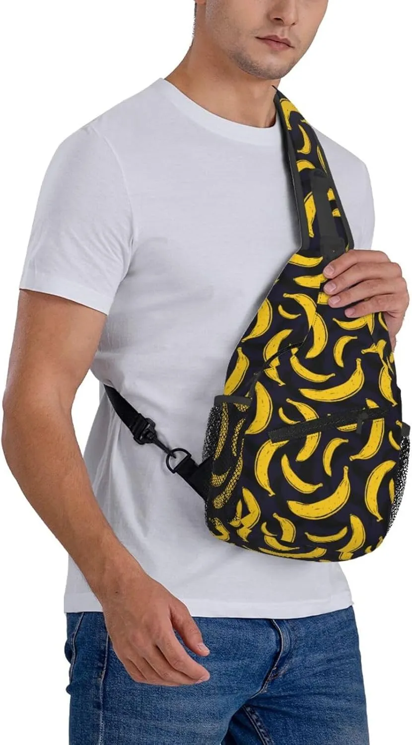 Pop Art Banana Sling Bag For Women Men Fashion Fruits Print Backpack Crossbody Shoulder Bag Sling Backpack Chest Bag Travel Hiking Casual Sport Daypack