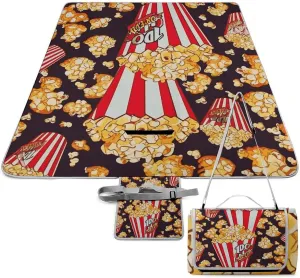Popcorn Print Picnic Blanket Outdoor, Oversized Beach Blanket, Foldable Lightweight Waterproof Sand Cushion Suitable for Beaches, Camping Grasslands Mat