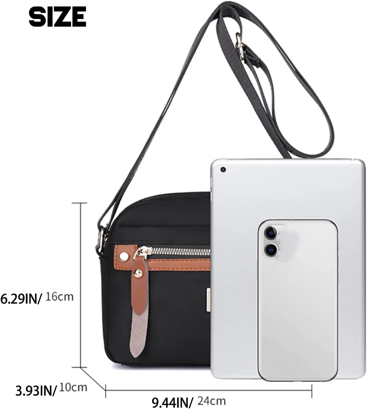 Popularate Nylon Crossbody Bag, Popularate Waterproof Nylon Crossbody Bag, Lightweight Multi-layer Shoulder Bags