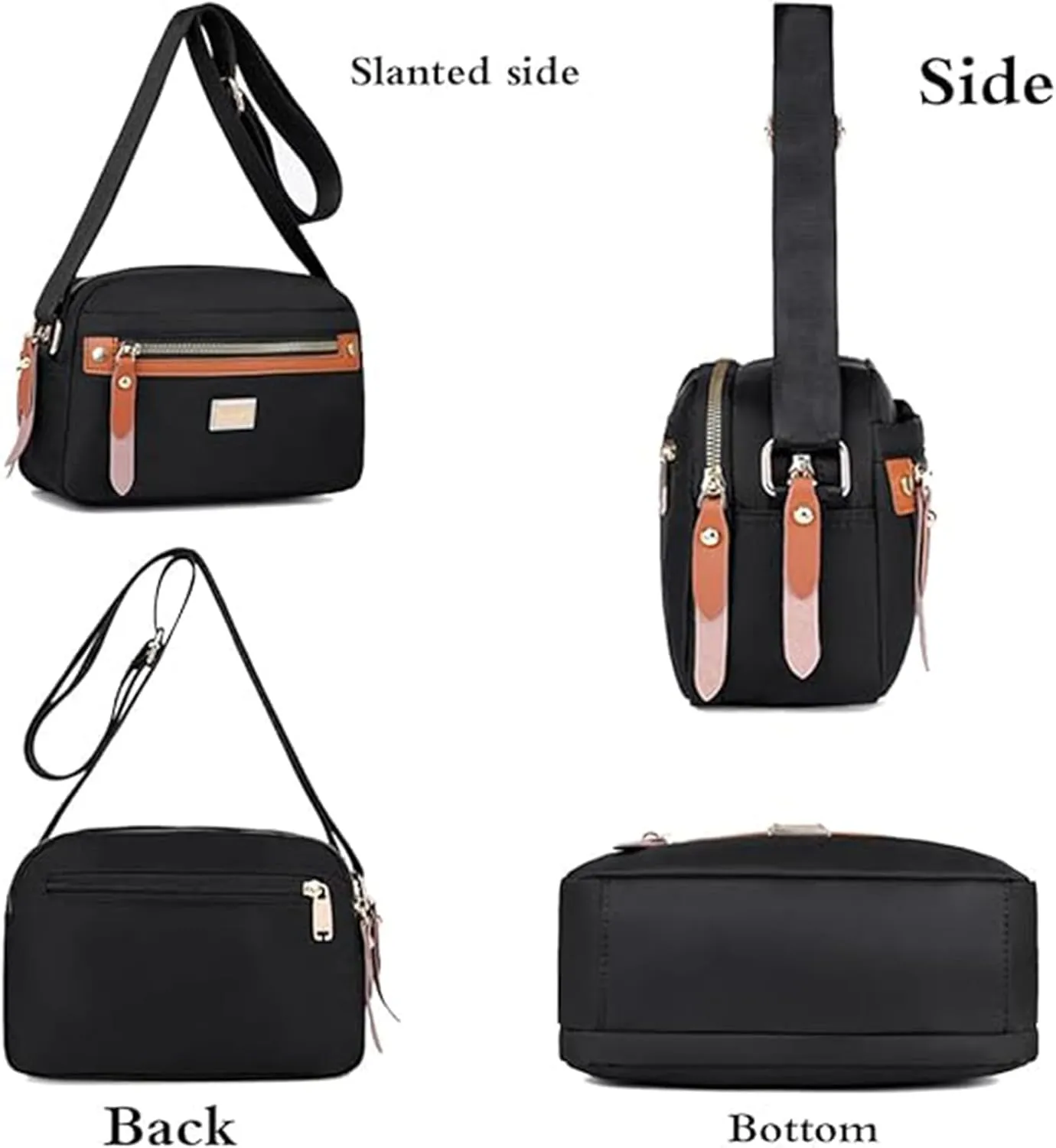 Popularate Nylon Crossbody Bag, Popularate Waterproof Nylon Crossbody Bag, Lightweight Multi-layer Shoulder Bags