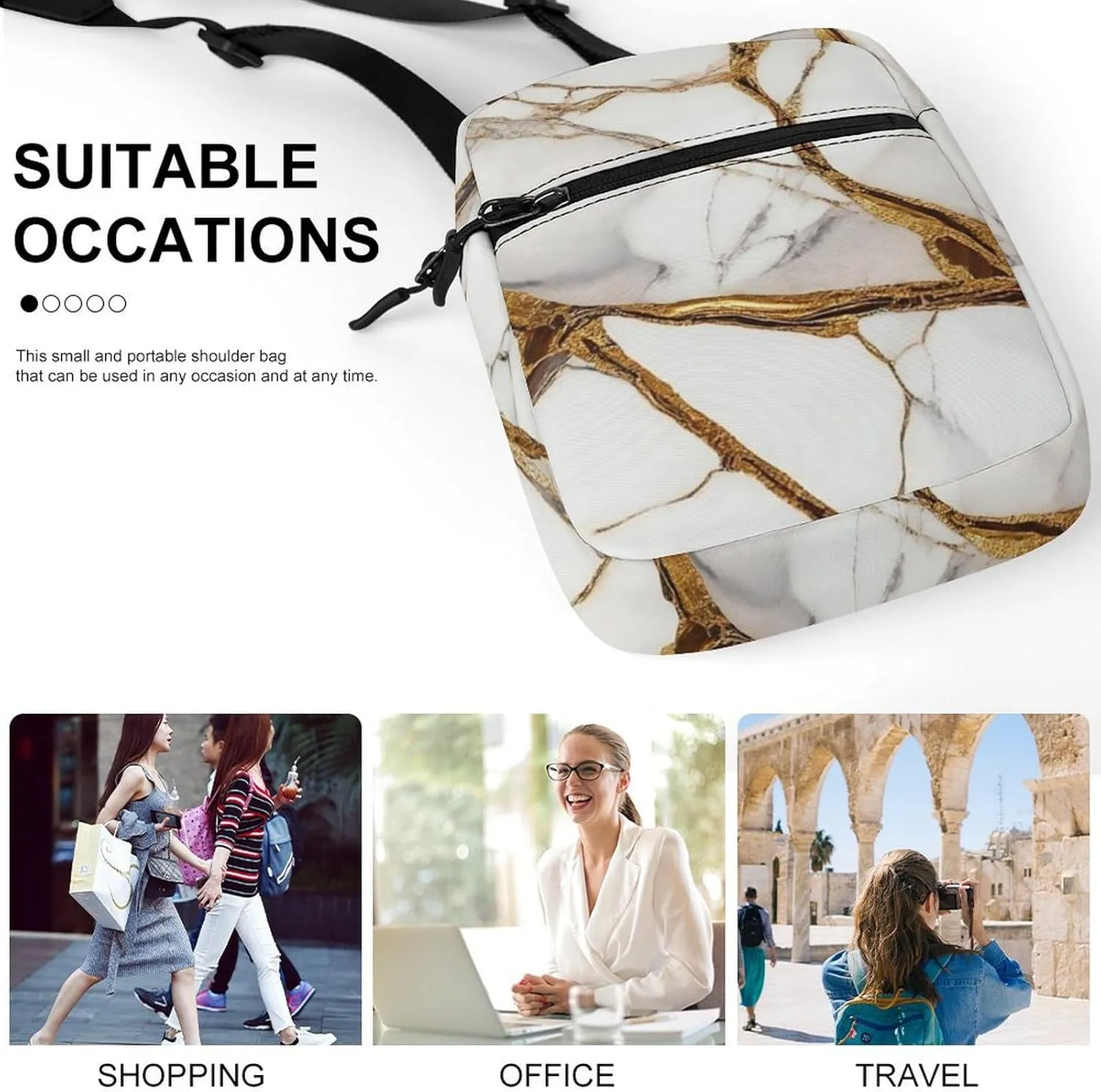 Portable Crossbody Shoulder Bag for Women, Travel Mini Pouch Waterproof Casual Zipper Cell Phone Purse