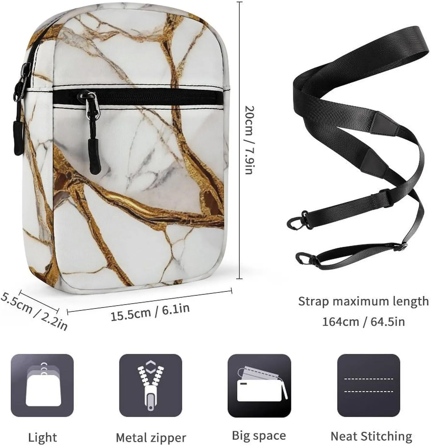 Portable Crossbody Shoulder Bag for Women, Travel Mini Pouch Waterproof Casual Zipper Cell Phone Purse