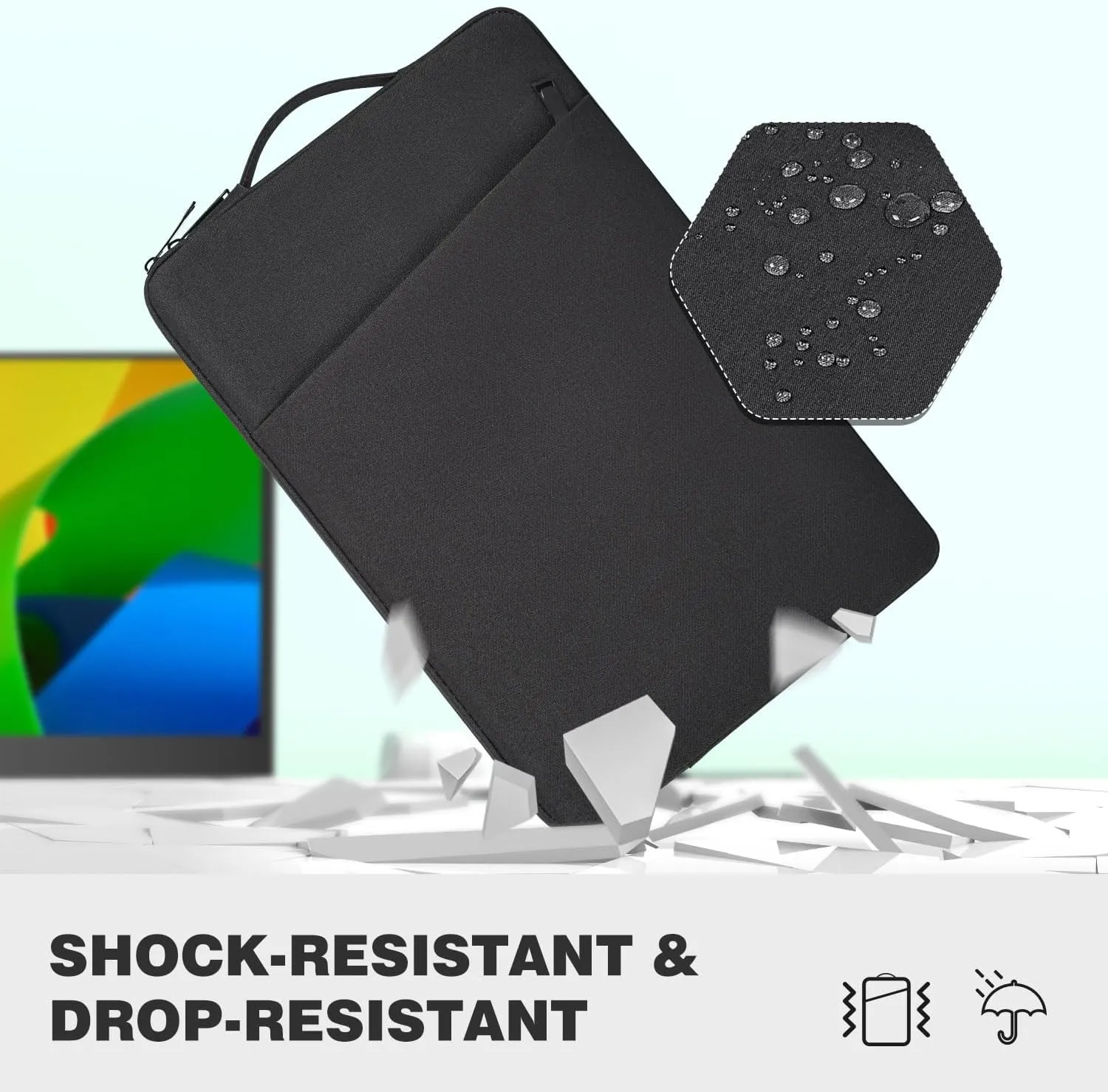 Portable Monitor Case 15.6 Inch, Protective Carrying Sleeve for MNN ForHelp KYY InnoView VILVA COOLHOOD ViewSonic HotYeah KOORUI QQH Zenscreen 15.6" Portable Monitor Computer Bag,Black