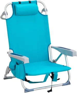 Portable Outdoor Folding Beach Chair, Lounge Chair, Adjustable, with Towel Bar, Cooler Bag, Cup Holder, Folding Beach Chair with Backpack Strap, Suitable for Outdoor, Terrace, Camping, Pool