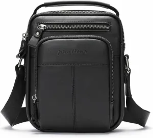 Premium Crossbody Bag Men, Stylish Mens Black Leather Crossbody Bag, Spacious and Sturdy Mens Bags Crossbody Ideal for Business Outdoor Activities