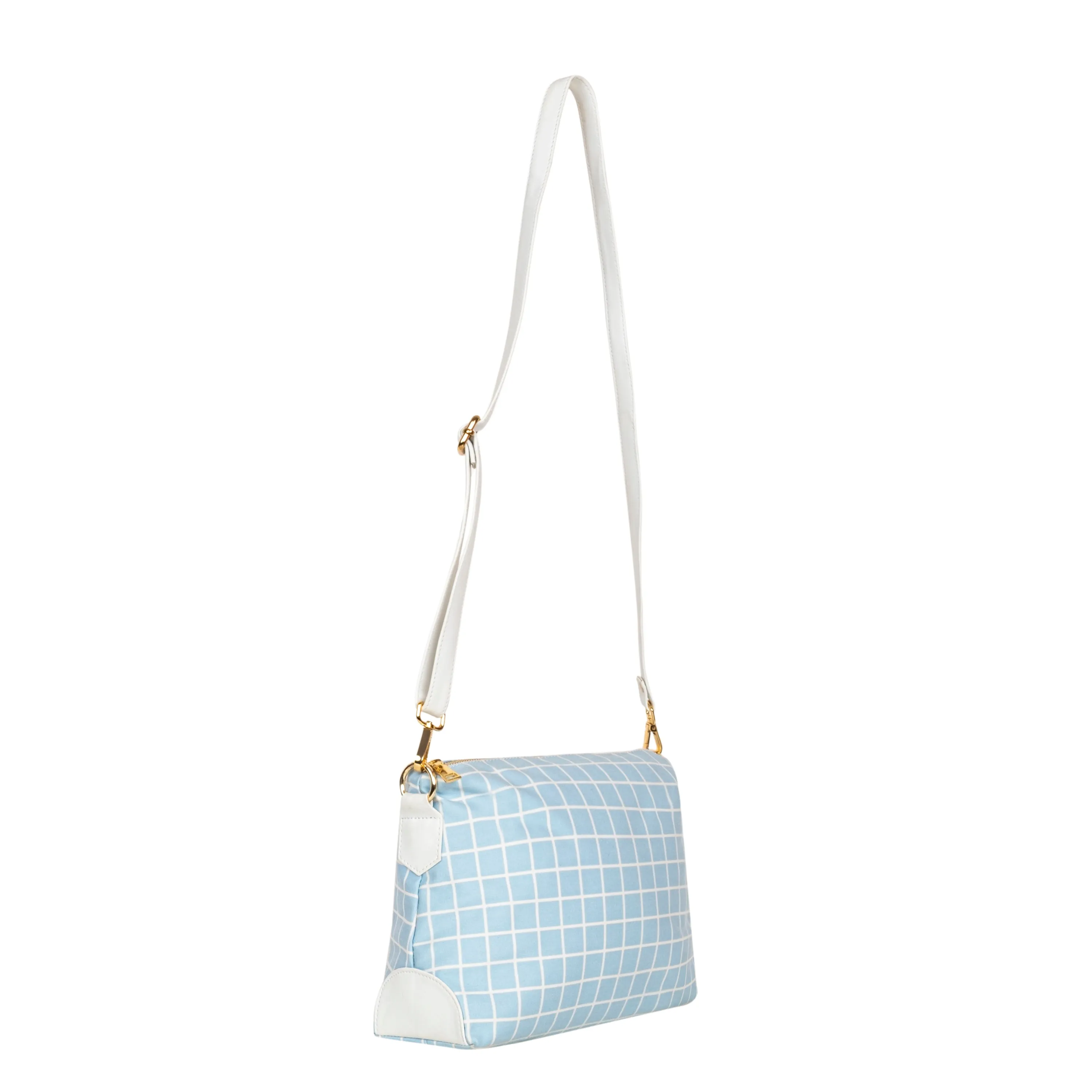 Printed Sling Bag Blue-Check