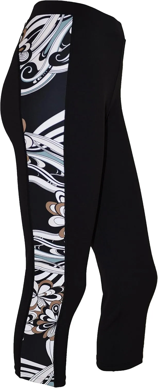 Private Island Sports Women UPF 50  Capri Leggings Swimsuit Pants Beach Bathing Swim Rash Guard Bottom (RLCP)
