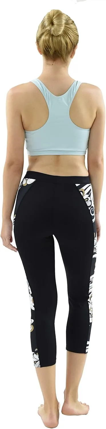 Private Island Sports Women UPF 50  Capri Leggings Swimsuit Pants Beach Bathing Swim Rash Guard Bottom (RLCP)