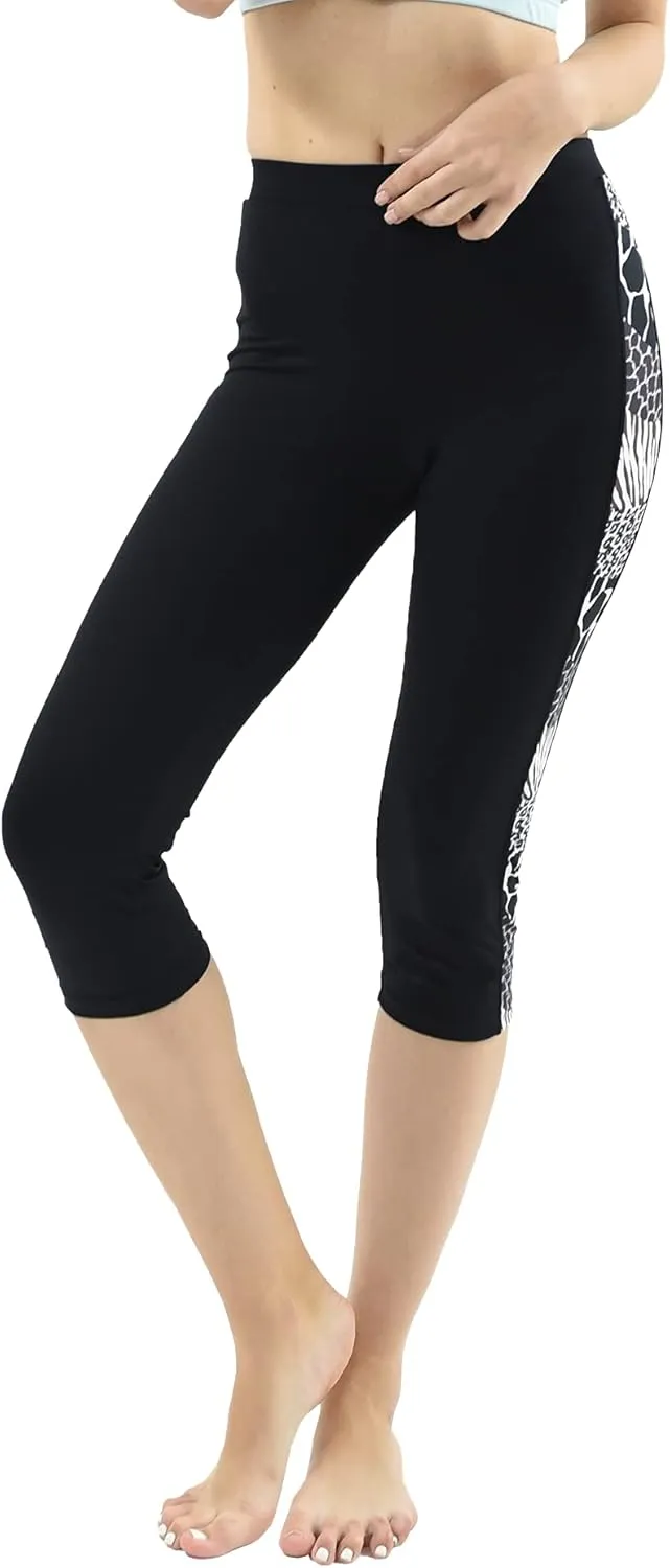 Private Island Sports Women UPF 50  Capri Leggings Swimsuit Pants Beach Bathing Swim Rash Guard Bottom (RLCP)