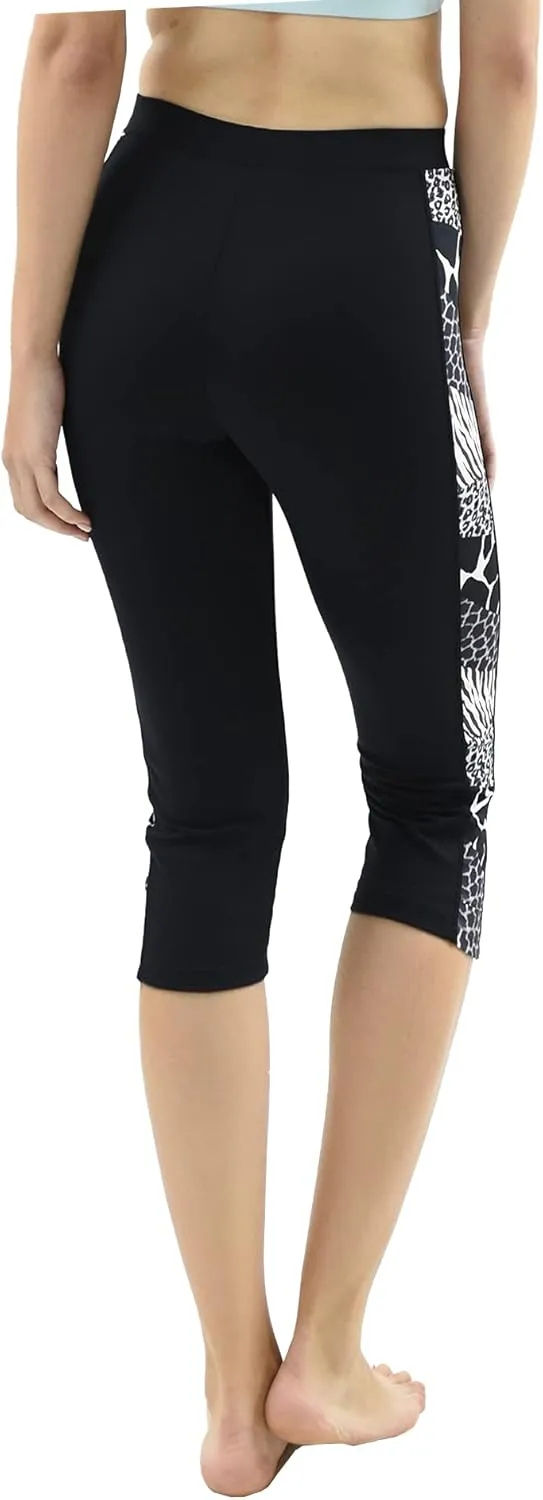 Private Island Sports Women UPF 50  Capri Leggings Swimsuit Pants Beach Bathing Swim Rash Guard Bottom (RLCP)