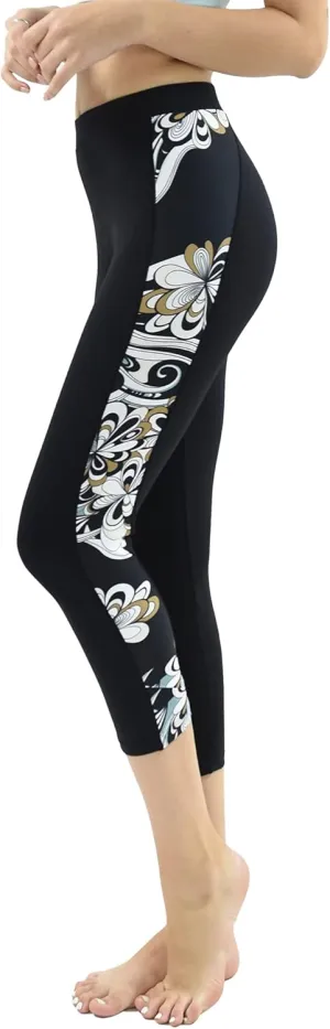 Private Island Sports Women UPF 50  Capri Leggings Swimsuit Pants Beach Bathing Swim Rash Guard Bottom (RLCP)