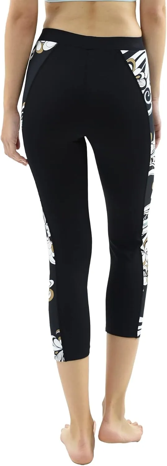 Private Island Sports Women UPF 50  Capri Leggings Swimsuit Pants Beach Bathing Swim Rash Guard Bottom (RLCP)