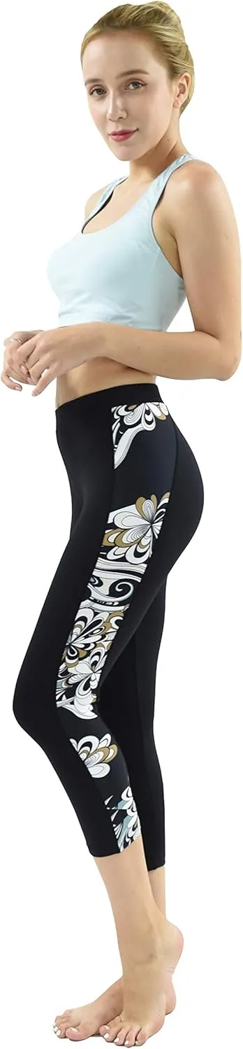 Private Island Sports Women UPF 50  Capri Leggings Swimsuit Pants Beach Bathing Swim Rash Guard Bottom (RLCP)