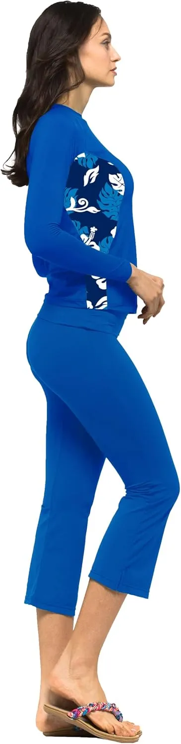 Private Island Women UPF50  Capri Bootcut Leggings Rash Guard Pants Beach Swimsuit Bathing Swim Bottom (YCP)