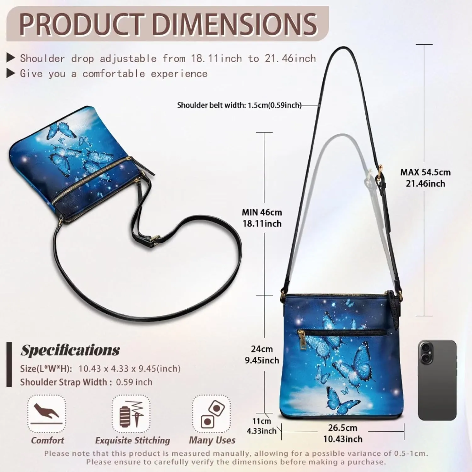PU Crossbody Bags for Women Large Multiple Pockets Bag Fashion Sling Hobo Bag with Zipper for Working Shopping
