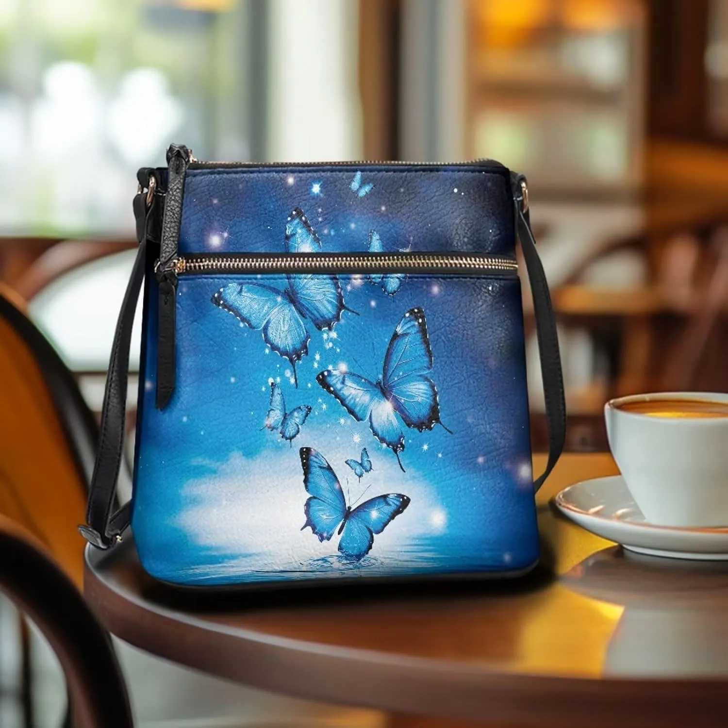 PU Crossbody Bags for Women Large Multiple Pockets Bag Fashion Sling Hobo Bag with Zipper for Working Shopping