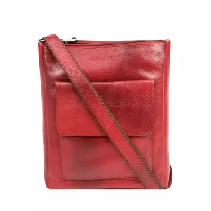 PU Leather Crossbody Bag – Vintage Everyday Sling Bag (Red)