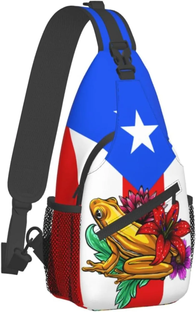 Puerto Rico Flag Sling Bag, Fashion Crossbody Backpack Shoulder Chest Bag for Men Women Hiking Travel