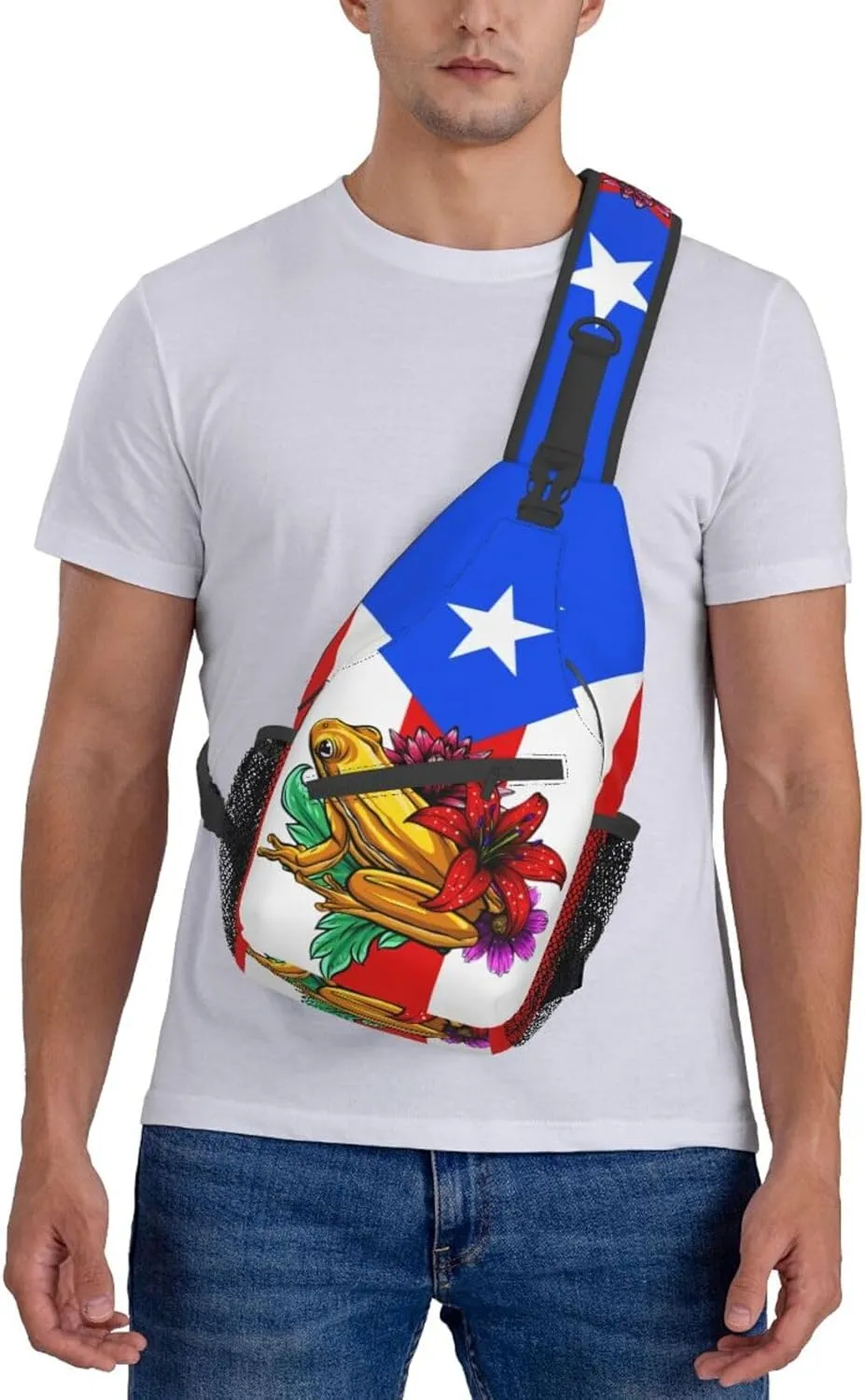 Puerto Rico Flag Sling Bag, Fashion Crossbody Backpack Shoulder Chest Bag for Men Women Hiking Travel