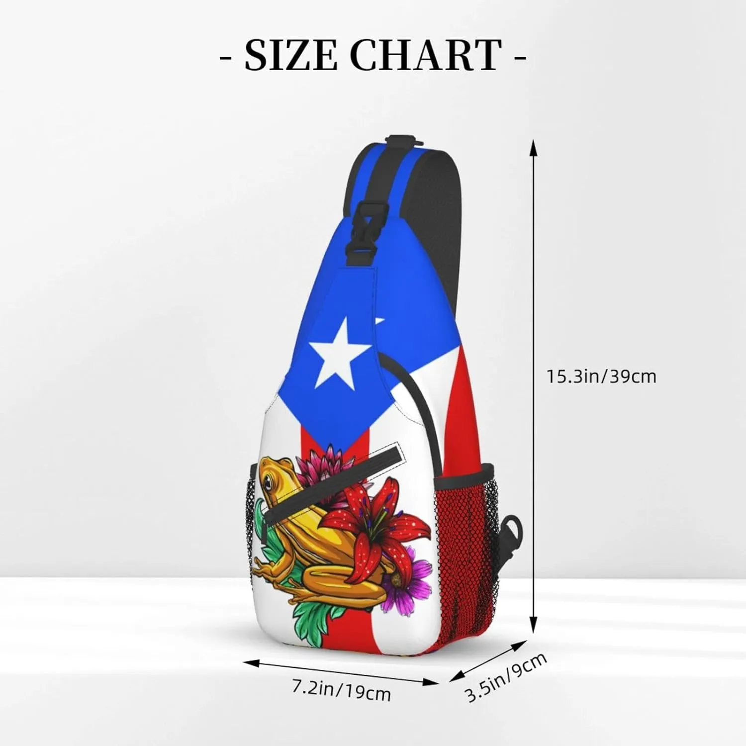 Puerto Rico Flag Sling Bag, Fashion Crossbody Backpack Shoulder Chest Bag for Men Women Hiking Travel