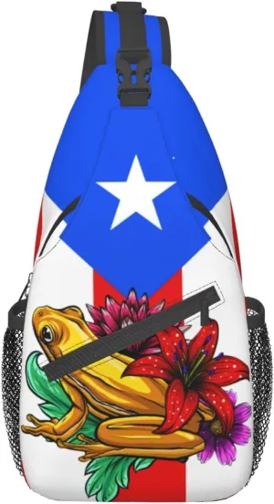 Puerto Rico Flag Sling Bag, Fashion Crossbody Backpack Shoulder Chest Bag for Men Women Hiking Travel