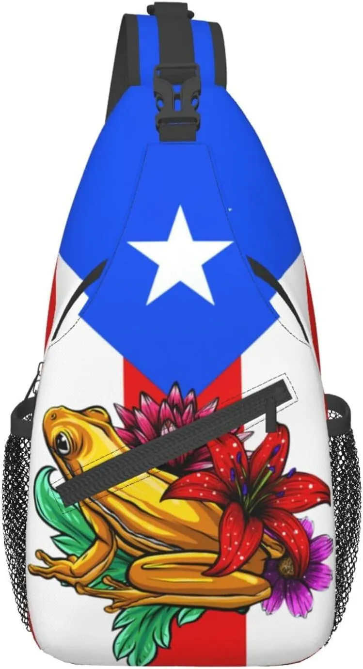 Puerto Rico Flag Sling Bag, Fashion Crossbody Backpack Shoulder Chest Bag for Men Women Hiking Travel