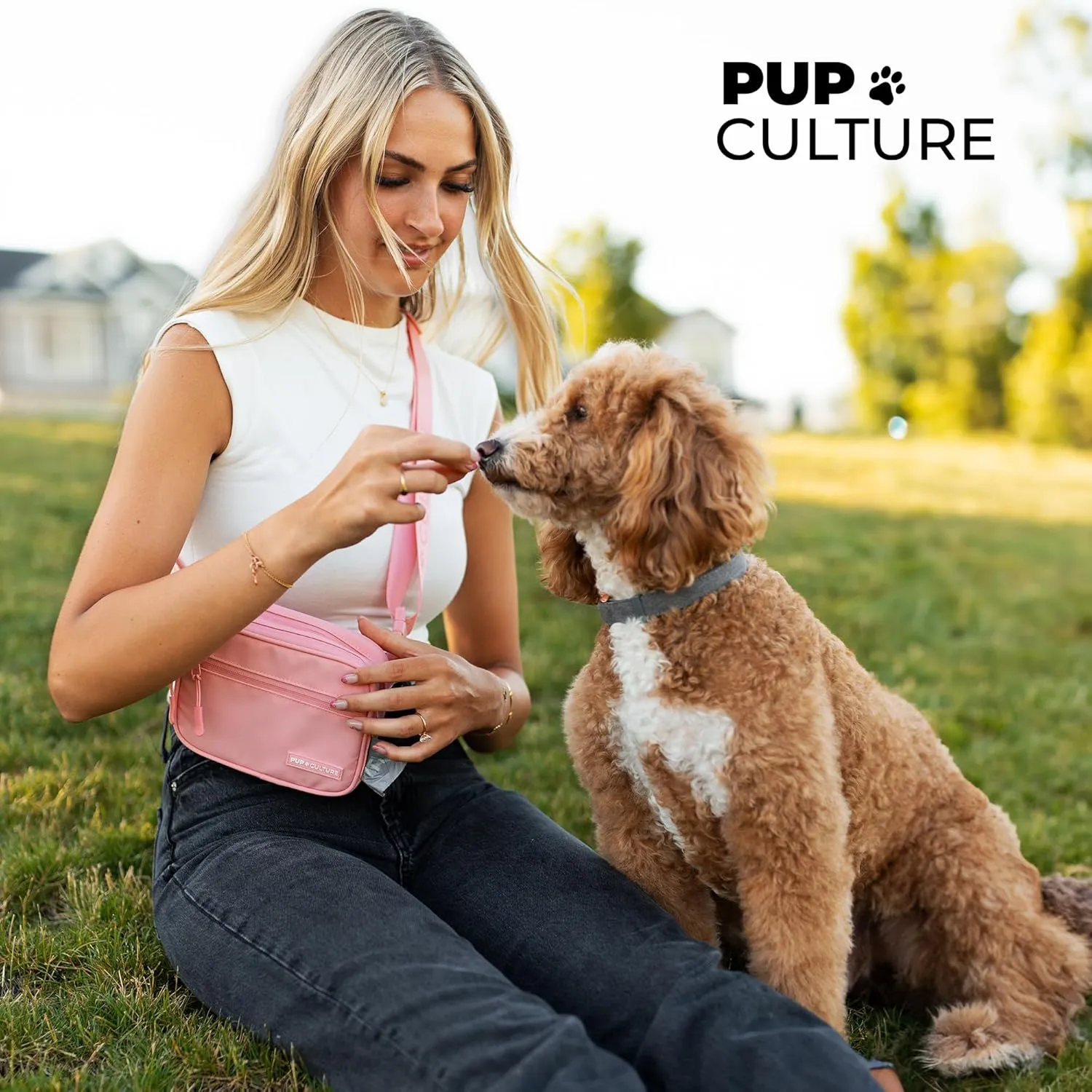 Pup Culture Cross Body Dog Training Treat Pouch | Removable for Anytime Puppy Training | Built-in Poop Bag Dispenser & Used Bag Holder | Stylish - Navy