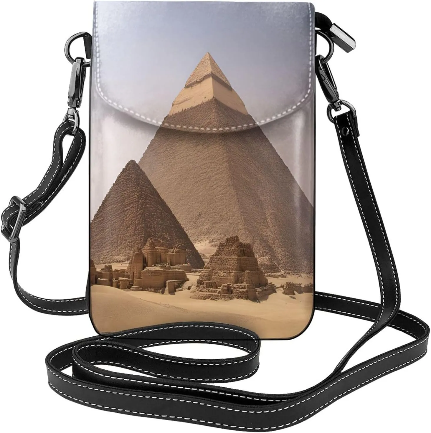 Pyramids of Egypt Print crossbody cell phone purse for women,trendy mini handbag with credit card slots