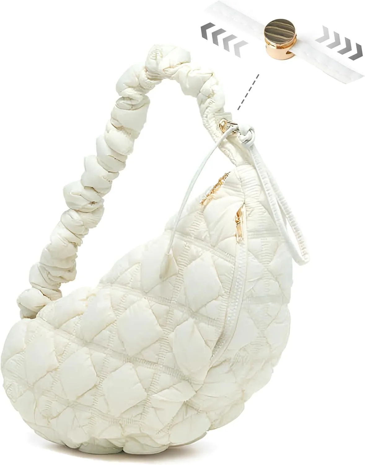 Quilted Puffer Shoulder Bag for Women Crossbody Bags Purse Handbag Carryall Adjustable Crescent Dumpling Sling Bag
