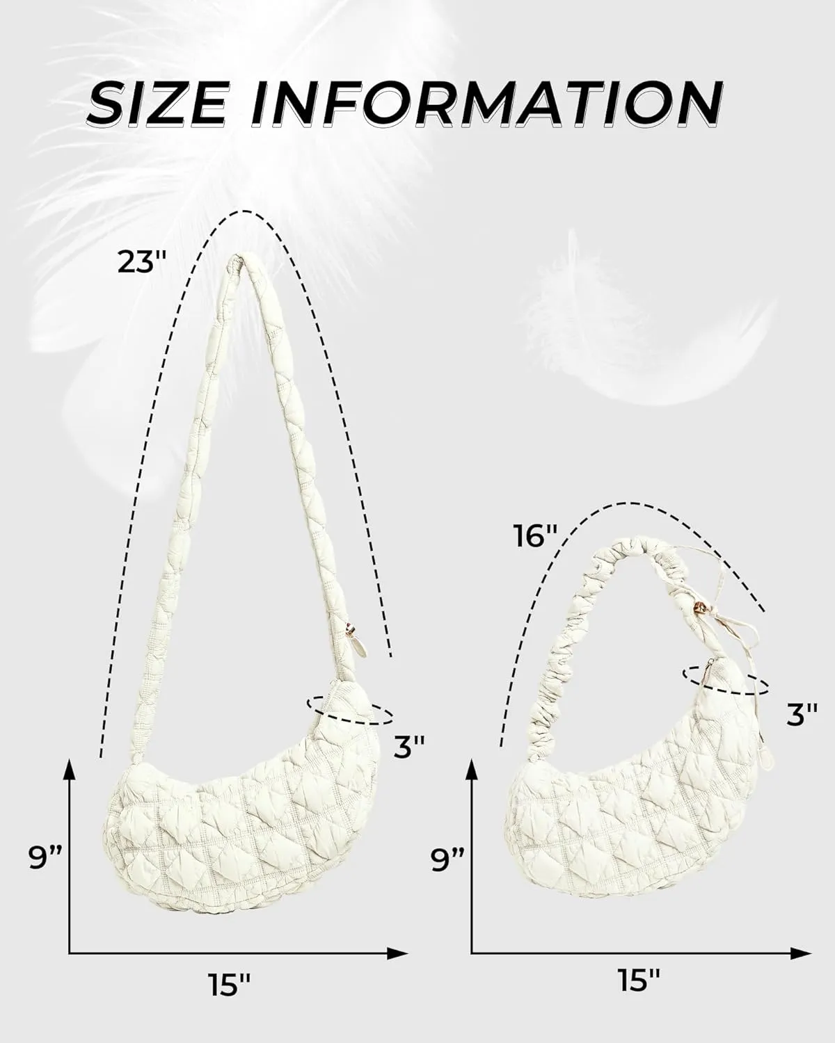 Quilted Puffer Shoulder Bag for Women Crossbody Bags Purse Handbag Carryall Adjustable Crescent Dumpling Sling Bag