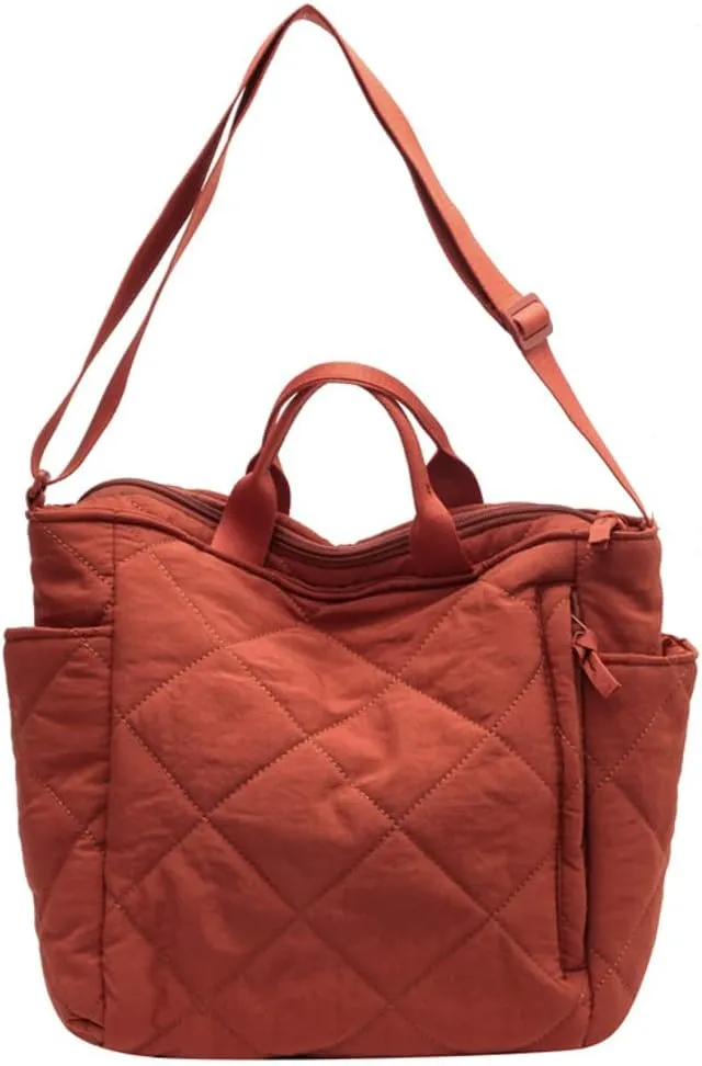 Quilted Tote Bag for Women Crossbody Bags Padding Shoulder Bag Puffer Tote Bag Nylon Satchel Top Handle Handbags Purse