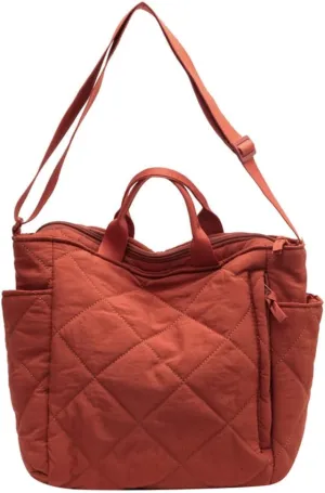 Quilted Tote Bag for Women Crossbody Bags Padding Shoulder Bag Puffer Tote Bag Nylon Satchel Top Handle Handbags Purse