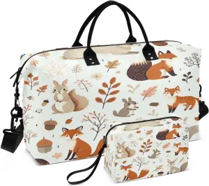 Rabbits Fox Pinecone Travel Duffel Bag, Shoulder Weekender Overnight Bags - Large Gym Bag with Wet Pocket