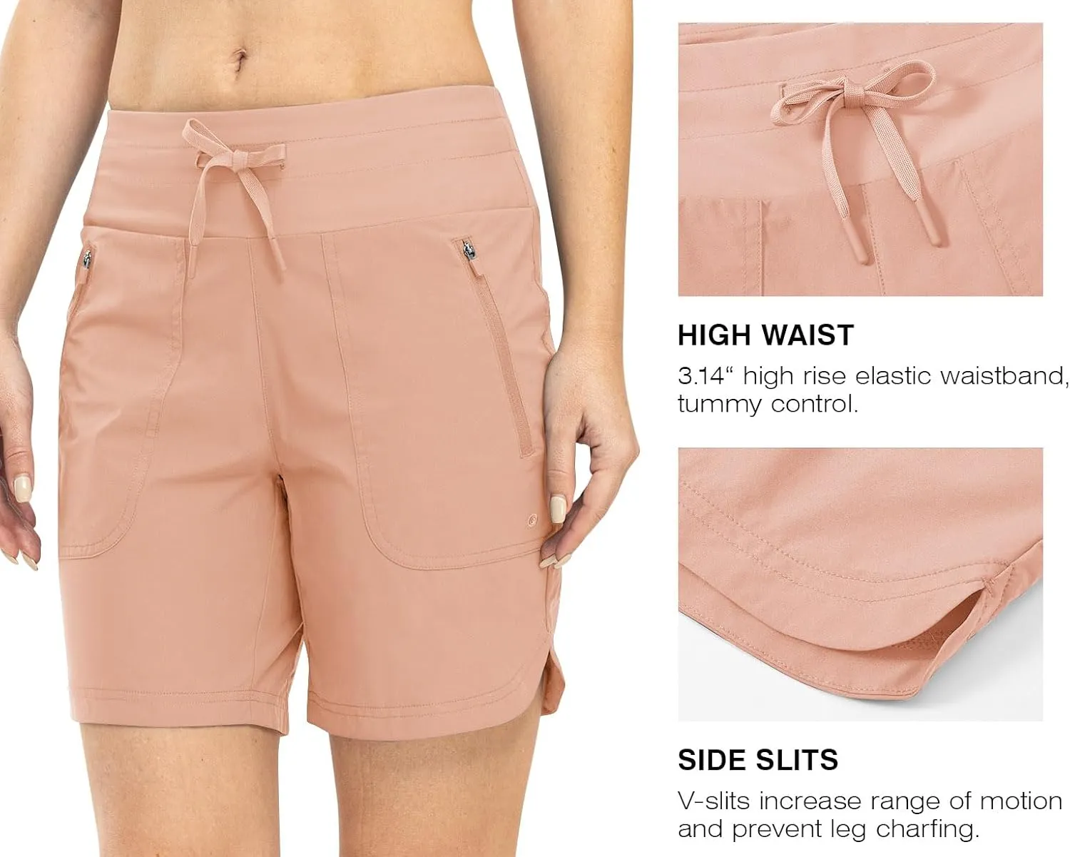Rdruko Women's Swim Board Shorts with Liner 7" High Waisted UPF 50  Beach Trunks Shorts