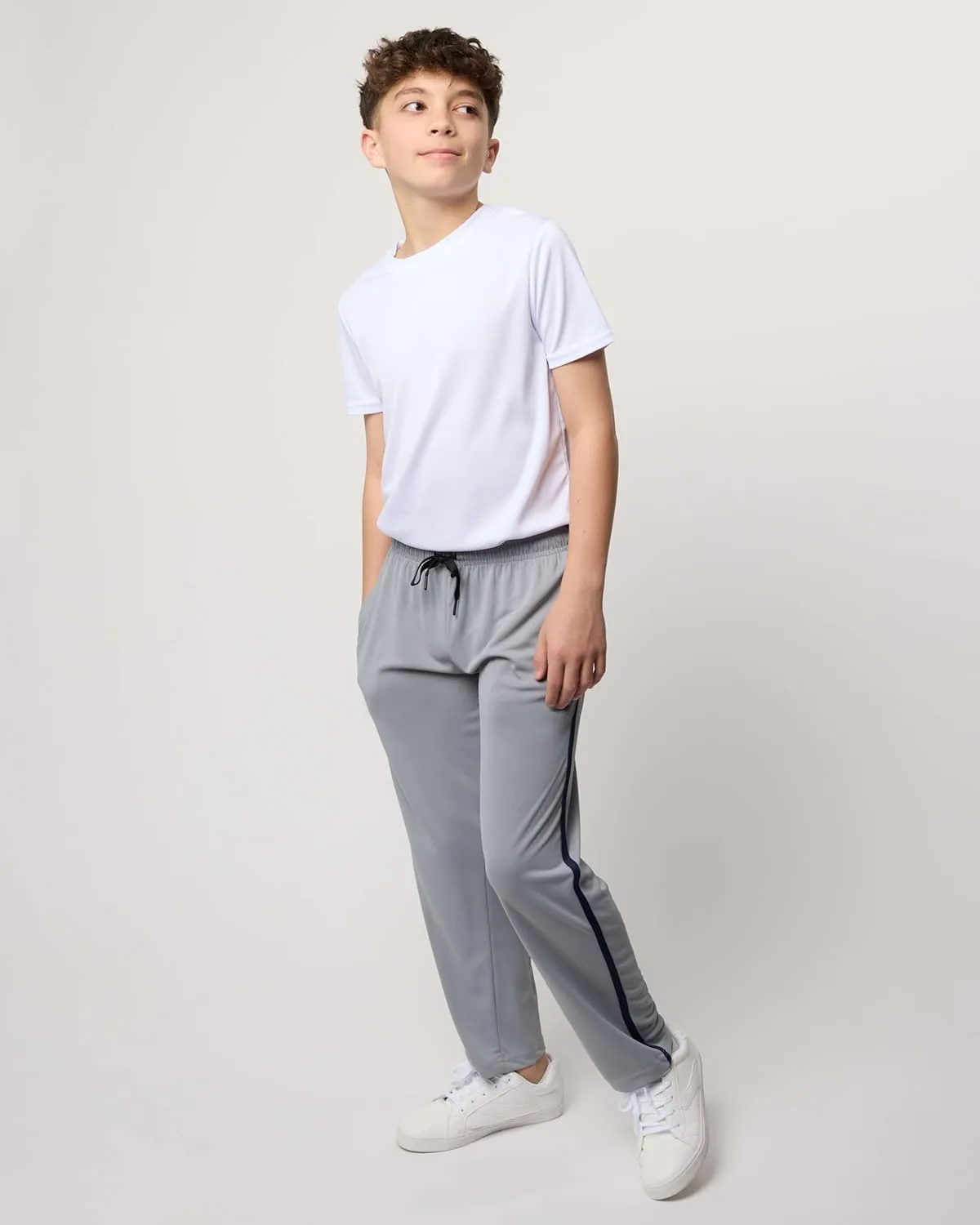 Real Essentials 3 Pack: Boys' Mesh Open Bottom Active Sweatpants with Pockets & Drawstring