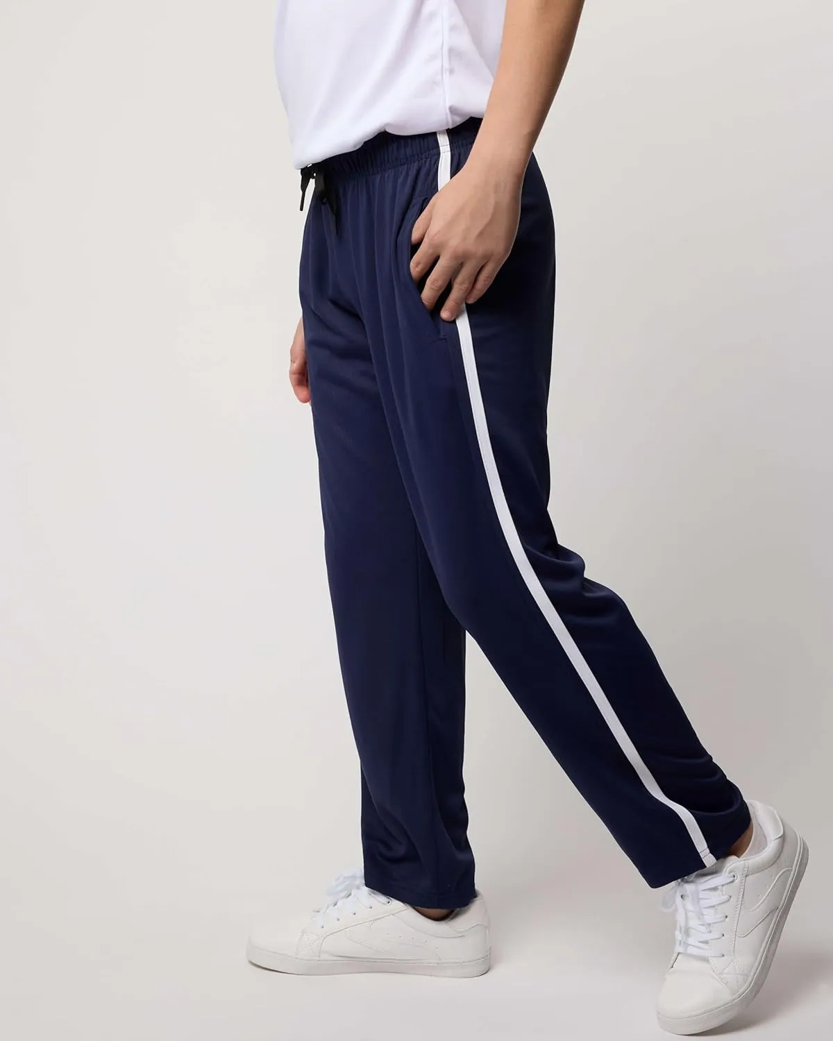 Real Essentials 3 Pack: Boys' Mesh Open Bottom Active Sweatpants with Pockets & Drawstring