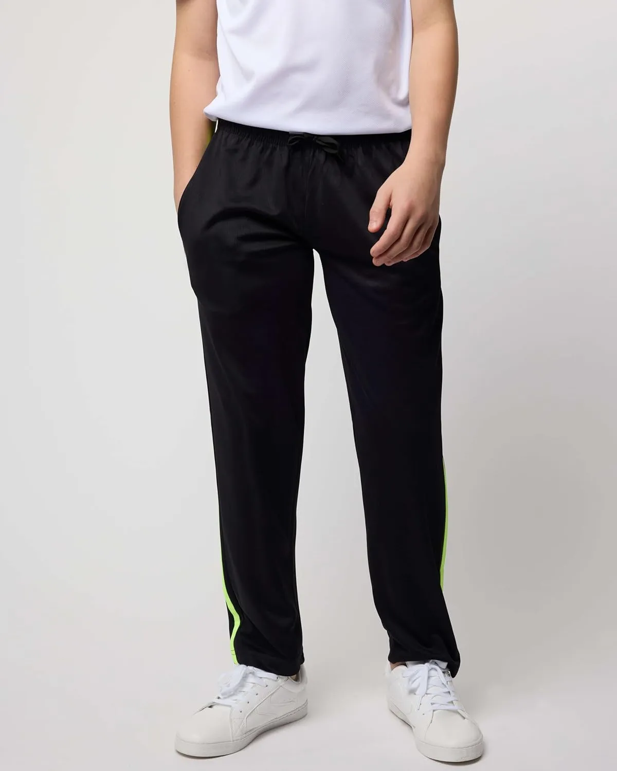 Real Essentials 3 Pack: Boys' Mesh Open Bottom Active Sweatpants with Pockets & Drawstring