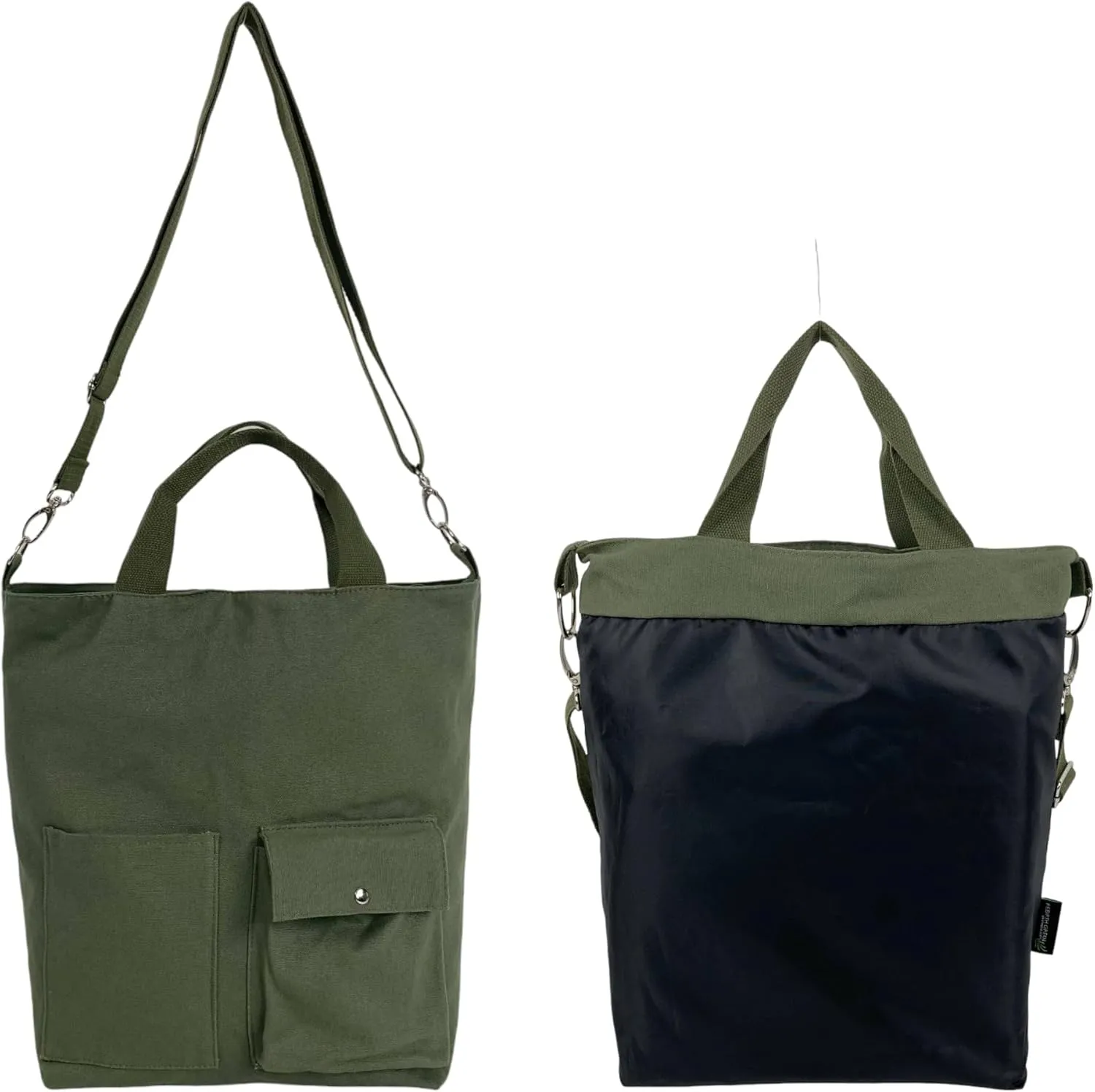 ReBirth Green Crossbody Reversible Tote – Eco-Friendly, Water-Resistant – Cinnamon/Army