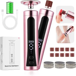 Rechargeable Callus Remover for Feet Electric 2-in-1 Pedicure Tools Foot File Grinder LCD Display 9 Adjustable Speeds 2 Sanding Heads 30 Sanding Paper