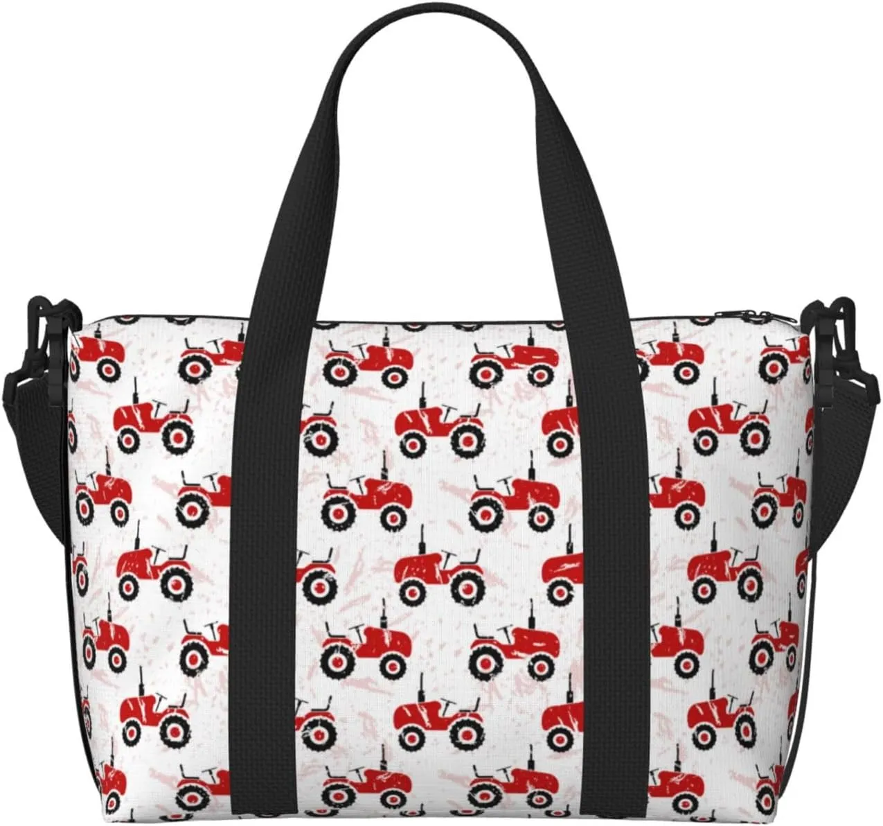 Red Wheeled Tractors Large Laptop Tote Travel Work Bag For Women Men Gym Beach Bag For Women Crossbody Carry On Shoulder Bag With Compartments Zipper,Overnight Weekender Bags