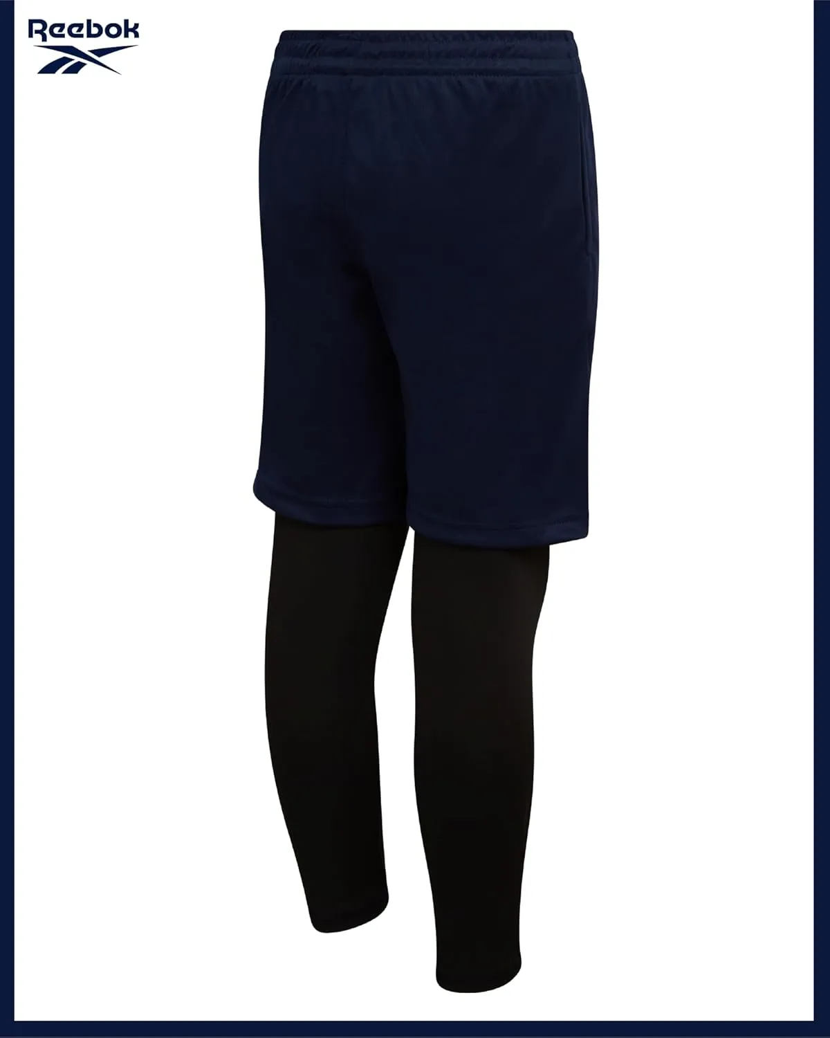 Reebok Boys Basketball Shorts - 2-in-1 Boys Athletic Shorts for Running with Compression Leggings, Pockets, and Drawstring